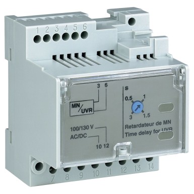 LV833682SP - Schneider Electric - MN delay unit, MasterPact MTZ, adjustable time delay 0.5s to 3s, 200/250VDC, 200/250VAC 50/60Hz, spare part