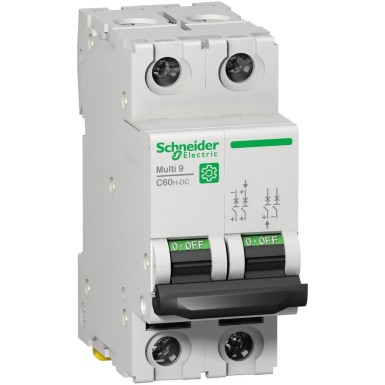 M9U21206 - Schneider Electric - Miniature circuit breaker (MCB), Multi9 C60H-DC, 2P, 6A, C curve, 5kA (UL1077), 6kA (IEC/EN 60947-2)