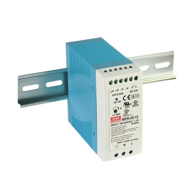 MDR-40-24 - Mean Well - AC-DC Industrial DIN rail power supply; Output 24Vdc at 1.7A; plastic case