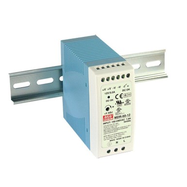 MDR-60-24 - Mean Well - AC-DC Industrial DIN rail power supply; Output 24Vdc at 2.5A; plastic case