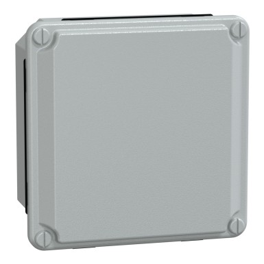 NSYDBN1010 - Schneider Electric - Metal industrial box - low plain cover - H105xW105xD49 - IP55 - grey RAL 7035