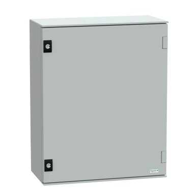 NSYPLM54G - Schneider Electric - Wall mounted polyester enclosure, Thalassa PLM, plain door, 530x430x200mm, IP66, IK10, RAL 7035