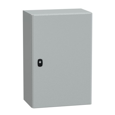 NSYS3D6425P - Schneider Electric - Wall mounted steel enclosure, Spacial S3D, plain door, with mounting plate, 600x400x250mm, IP66, IK10