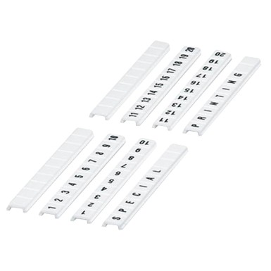 NSYTRABF610 - Schneider Electric - Marking strip, Linergy TR, clip in type, flat, 6mm, printed characters 1 to 10, printed horizontal, white, Set of 10