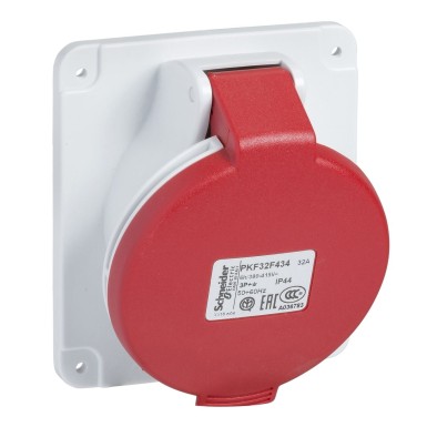 PKF32F434 - Schneider Electric - PratiKa - industrial socket base - 32A - IP44 - 380 - 4P - screws