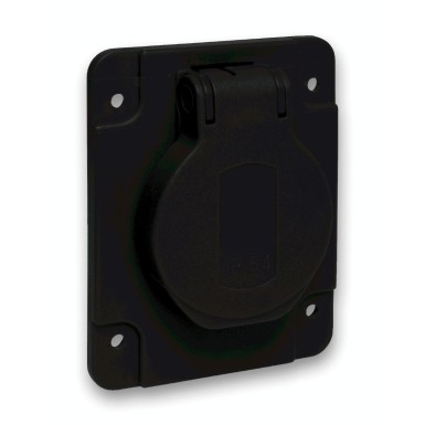PKN61N - Schneider Electric - PratiKa - socket outlet NF 65x85mm - 2P+E 10-16 A - IP54 - connex. arr. - black