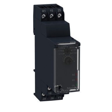 RE22R2AMU - Schneider Electric - Modular timing relay, Harmony, 8A, 2CO, 0.1s…100h, power on delay, 24V DC 24...240V AC DC