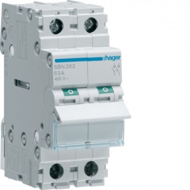 SBN263 - Hager - Modular switch 2 poles 63A - Ref: SBN263