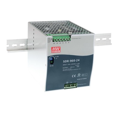 SDR-960-24 - Mean Well - AC-DC Industrial DIN rail power supply; Output 24Vdc at 40A; Metal casing; Ultra slim width 110mm; Parallel function