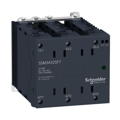 SSM3A325BD - Schneider Electric - Solid state modular relay, Harmony, 25A, DIN rail mount, zero voltage switching, input 4…32V DC, output 48…600V AC