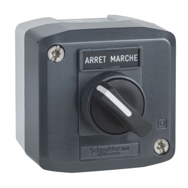 XALD132 - Schneider Electric - Harmony XALD, XALK, Control station, plastic, dark grey, 1 selector switch, Ш22, 1 NO, legend holder marked ARRET / MARCHE,