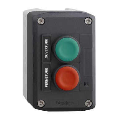XALD241 - Schneider Electric - Complete control station, Harmony XALD, dark grey green flush/Red flush pushbuttons Ш22 mm spring return