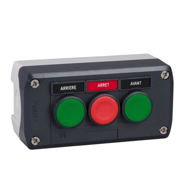 XALD311 - Schneider Electric - Complete control station, Harmony XALD, dark grey green flush/red flush/green flush pushbuttons Ш22 mm