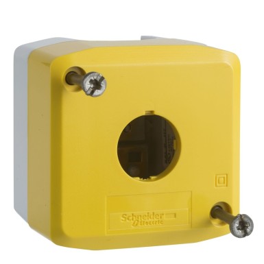 XALK01 - Schneider Electric - Empty enclosure, Harmony XALD, XALK, plastic, yellow lid for push button 22mm, 1 cut out