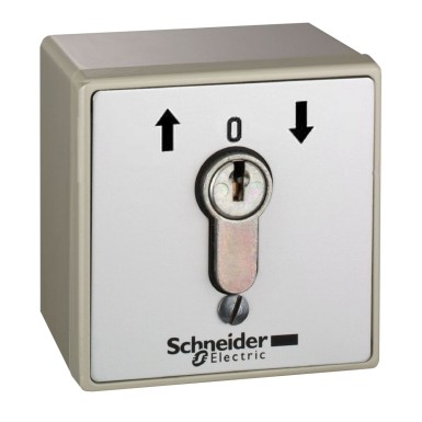 XAPS11431N - Schneider Electric - Harmony, Control station key operated, surface mounting, key switch selector, 3 positions, spring return, 1 NO, marked UP ARROW - O - DOWN ARROW