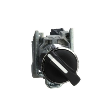 XB4BD41 - Schneider Electric - Selector switch, Harmony XB4, metal, black, 22mm, 3 positions, spring spring return, 1NO