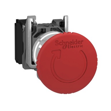 XB4BS8442 - Schneider Electric - Emergency stop switching off, Harmony XB4, metal, red mushroom 40mm, 22mm, trigger latching turn to release, 1NC