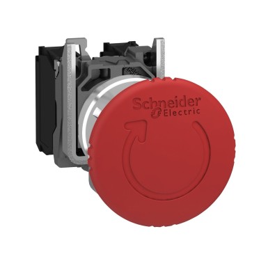 XB4BS84441 - Schneider Electric - Emergency stop switching off, Harmony XB4, metal, red mushroom 40mm, 22mm, trigger latching turn to release, 2NC+1NO