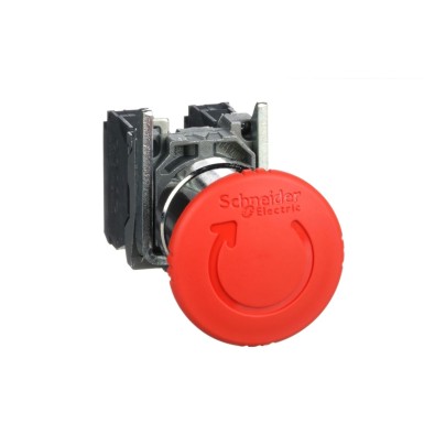 XB4BS8445 - Schneider Electric - Emergency stop switching off, Harmony XB4, metal, red mushroom, 40mm, 22mm, trigger latching turn to release, 1NO+1NC