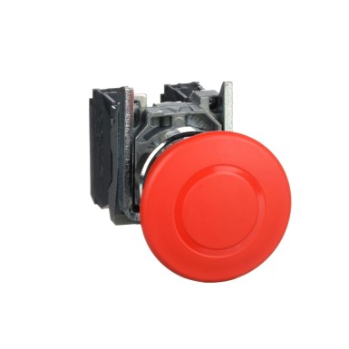 XB4BT845 - Schneider Electric - Emergency stop switching off, Harmony XB4, metal, red mushroom, 40mm, 22mm, trigger latching push-pull, 1NO+1NC