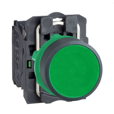 XB5AA31 - Schneider Electric - Push button, Harmony XB5, plastic, flush, green, 22mm, spring return, unmarked, 1NO