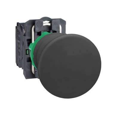 XB5AC21 - Schneider Electric - Push button, Harmony XB5, plastic, black mushroom 40mm, 22mm, spring return, unmarked, 1NO
