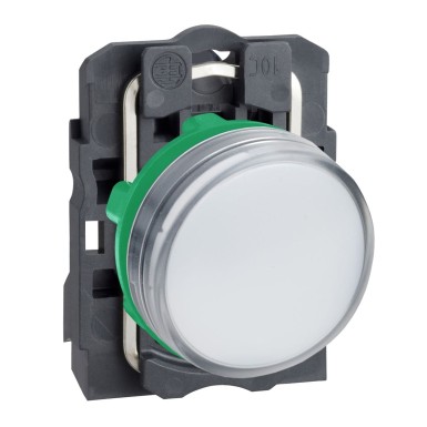 XB5AVM1 - Schneider Electric - Pilot light, Harmony XB5, grey plastic, white, 22mm, universal LED, plain lens, 230...240V AC