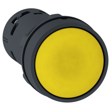 XB7NA81 - Schneider Electric - Push button, Harmony XB7, round yellow flush, 22mm, spring return, 1NO, unmarked