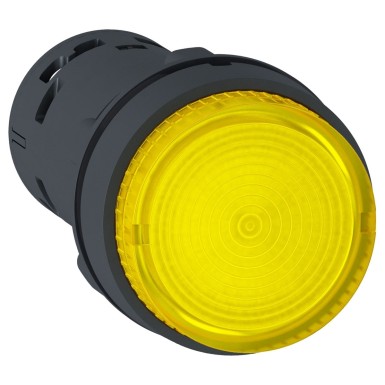 XB7NW38B1 - Schneider Electric - Monolithic illuminated push button, Harmony XB7, plastic, yellow, 22mm, integral LED, spring return, 24V AC DC, 1NO