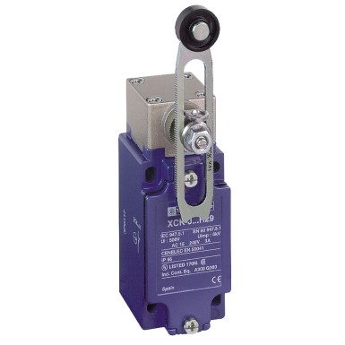 XCKJ10543 - Telemecanique - Limit switch, XC Standard, XCKJ, steel roller lever variable length, 1NC+1 NO, snap, Pg13