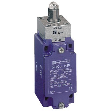 XCKJ167H29 - Telemecanique - Limit switch, XC Standard, XCKJ, steel roller plunger reinforced, 1NC+1 NO, snap, M20