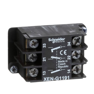 XENG1191 - Schneider Electric - Single contact block, Harmony XAC, spring return, 2 speed, spring return, front mounting, 2NO+1NC