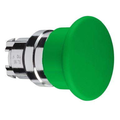 ZB4BC3 - Schneider Electric - Head for non illuminated pushbutton, Harmony XB4, mushroom 40mm, metal, green, 22mm, spring return