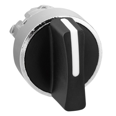 ZB4BD8 - Schneider Electric - Selector switch head, Harmony XB4, metal, black, 22mm, 3 positions, spring return from right to center