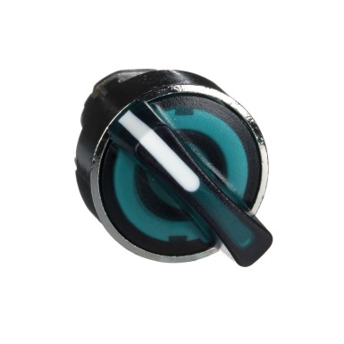 ZB4BK1233 - Schneider Electric - Head for illuminated selector switch, Harmony XB4, metal, green handle, 22mm, universal LED, 2 positions, stay put