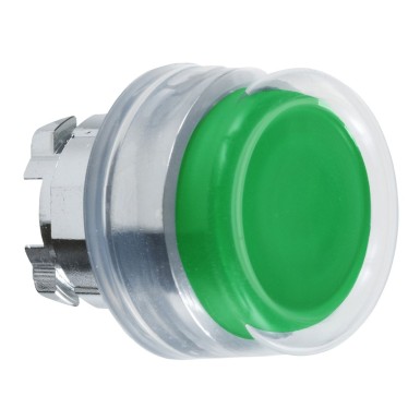 ZB4BP3 - Schneider Electric - Push button head, Harmony XB4, metal, projecting, green, 22mm, spring return, booted, unmarked