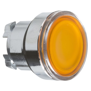ZB4BW353 - Schneider Electric - Head for illuminated push button, Harmony XB4, metal, orange flush, 22mm, universal LED, spring return, plan lens