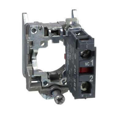 ZB4BZ102 - Schneider Electric - Single contact block with body fixing collar, Harmony XB4, metal, screw clamp terminal, 1NC