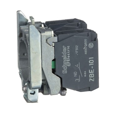ZB4BZ103 - Schneider Electric - Single contact block with body fixing collar, Harmony XB4, metal, screw clamp terminal, 2NO