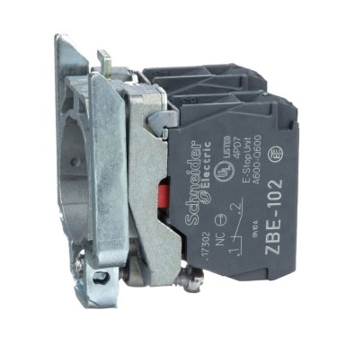 ZB4BZ104 - Schneider Electric - Single contact block with body fixing collar, Harmony XB4, metal, screw clamp terminal, 2NC