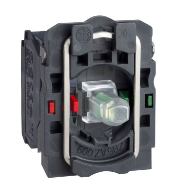 ZB5AW0B35 - Schneider Electric - Light block with body fixing collar, Harmony XB5, plastic, green, integral LED, 24V AC DC, 1NO+1NC