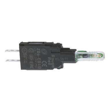 ZB6EB5B - Schneider Electric - Complete body for pilot lights, Harmony XB6, yellow light block with body/fixing collar with integral LED 12...24 V