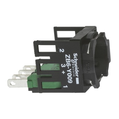 ZB6Z3B - Schneider Electric - Complete body for push buttons or selector switches, Harmony XB6, single contact, with body/fixing collar, faston connector, 2NO
