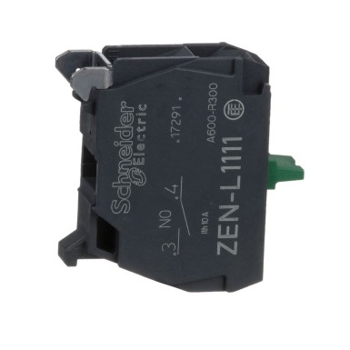ZENL1111 - Schneider Electric - Single contact block, Harmony XALD, XALK, silver alloy, rear mounting, screw clamp terminal, 1NO