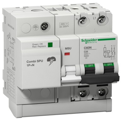 16301 - Combi SPU - circuit breaker with integrated overvoltage protection 1P + N 25A - Schneider Electric - Combi SPU - circuit breaker with integrated overvoltage protection 1P + N 25A - Schneider Electric - 0