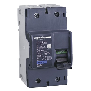 18868 - Miniature circuit breaker (MCB), Acti9 NG125LMA, 2P, 4A, MA curve, 50kA (IEC/EN 60947-2) - Schneider Electric - Miniature circuit breaker (MCB), Acti9 NG125LMA, 2P, 4A, MA curve, 50kA (IEC/EN 60947-2) - Schneider Electric - 0