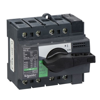 28901 - switch disconnector, Compact INS40 , 40 A, standard version with black rotary handle, 4 poles - Schneider Electric - switch disconnector, Compact INS40 , 40 A, standard version with black rotary handle, 4 poles - Schneider Electric - 0