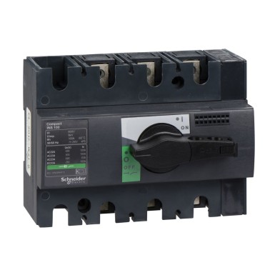 28908 - switch disconnector, Compact INS100 , 100 A, standard version with black rotary handle, 3 poles - Schneider Electric - switch disconnector, Compact INS100 , 100 A, standard version with black rotary handle, 3 poles - Schneider Electric - 0