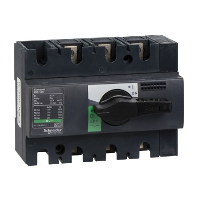 28912 - switch disconnector, Compact INS160 , 160 A, standard version with black rotary handle, 3 poles - Schneider Electric - switch disconnector, Compact INS160 , 160 A, standard version with black rotary handle, 3 poles - Schneider Electric - 0