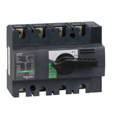 28913 - switch disconnector, Compact INS160 , 160 A, standard version with black rotary handle, 4 poles - Schneider Electric - switch disconnector, Compact INS160 , 160 A, standard version with black rotary handle, 4 poles - Schneider Electric - 0